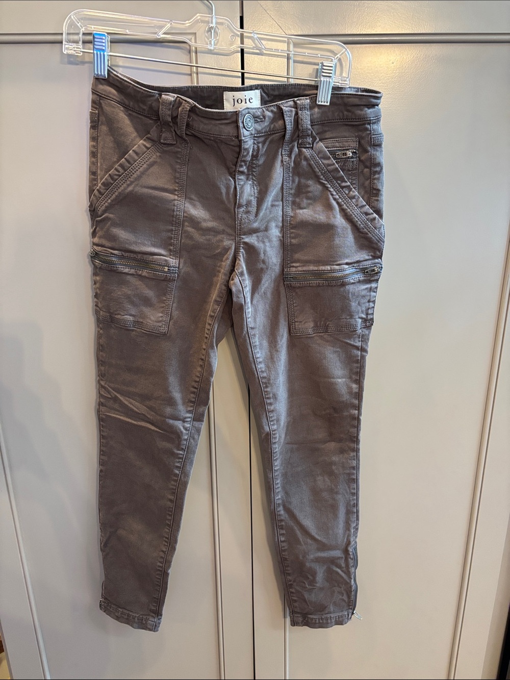 Joie Taupe Gray Cropped Cargo Jeans